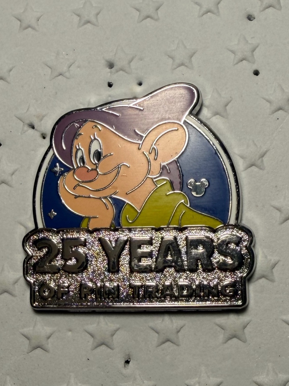 Disney Dopey 25 Years Anniversary Enamel Pin - Blue, Purple, Green, Silver